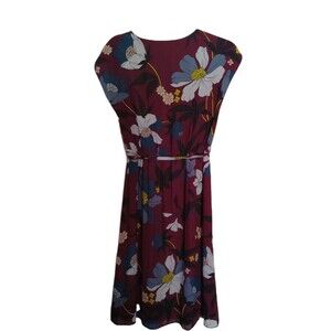 Loft purple floral tie dress size Small